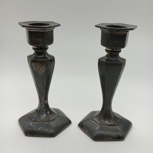 WM Manufacturing Candlestick Candleholders Silverplated 257 Vtg